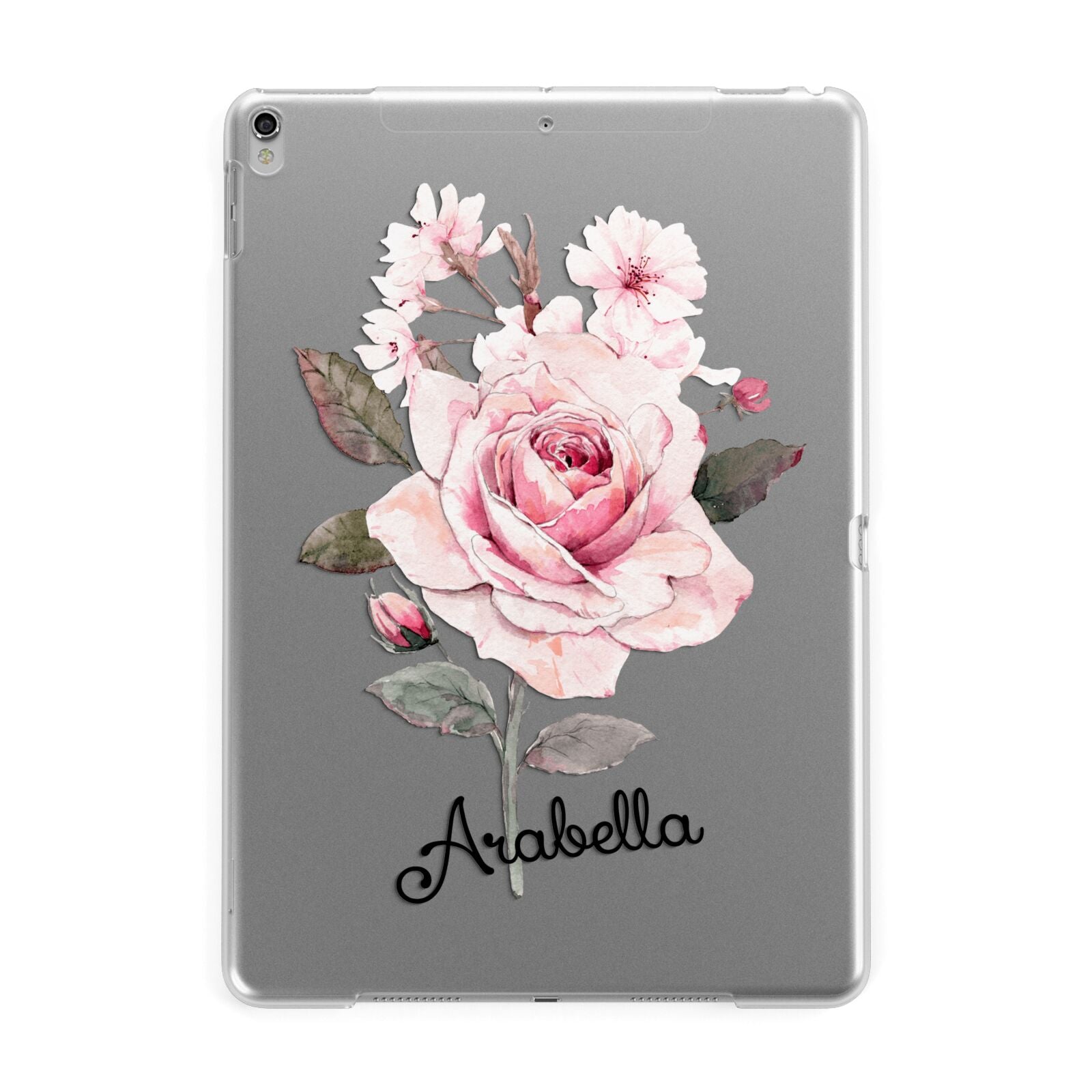 Personalised Rose with Name Apple iPad Silver Case