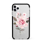 Personalised Rose with Name Apple iPhone 11 Pro Max in Silver with Black Impact Case