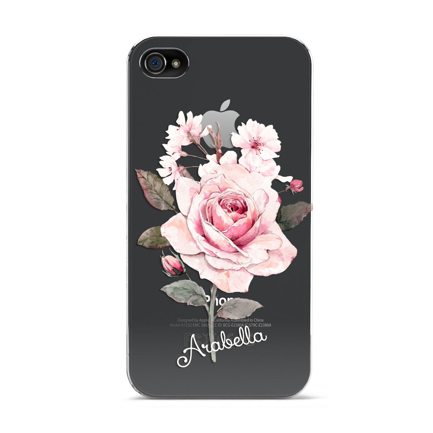 Personalised Rose with Name Apple iPhone 4s Case