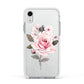 Personalised Rose with Name Apple iPhone XR Impact Case White Edge on Silver Phone