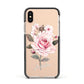 Personalised Rose with Name Apple iPhone Xs Impact Case Black Edge on Gold Phone