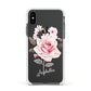 Personalised Rose with Name Apple iPhone Xs Impact Case White Edge on Black Phone