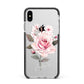 Personalised Rose with Name Apple iPhone Xs Max Impact Case Black Edge on Silver Phone