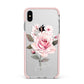 Personalised Rose with Name Apple iPhone Xs Max Impact Case Pink Edge on Silver Phone