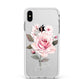 Personalised Rose with Name Apple iPhone Xs Max Impact Case White Edge on Silver Phone