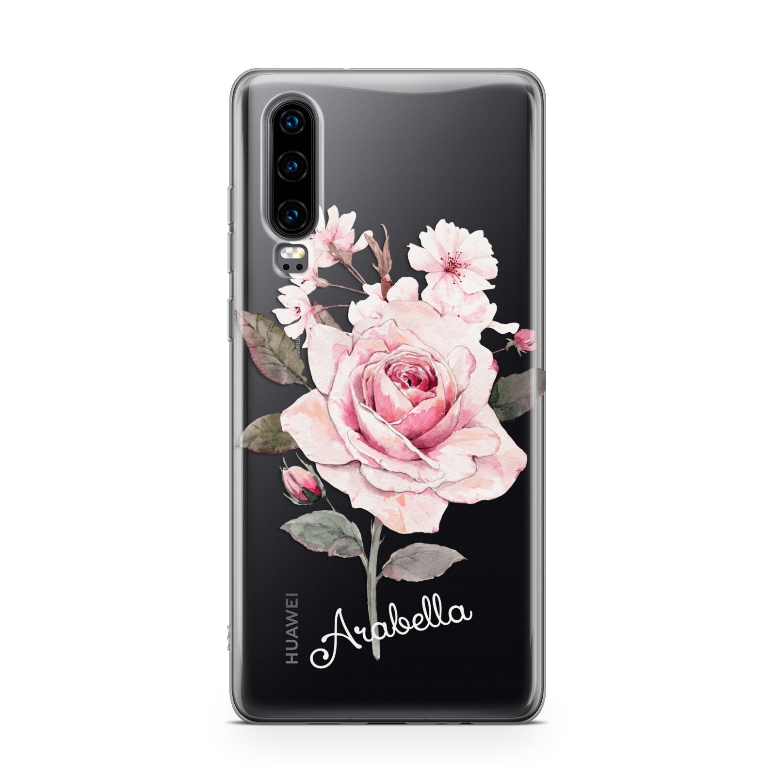 Personalised Rose with Name Huawei P30 Phone Case