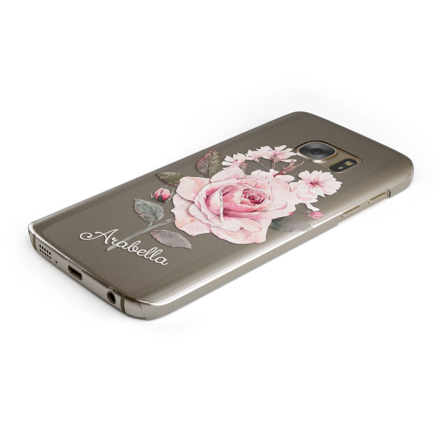 Personalised Rose with Name Protective Samsung Galaxy Case Angled Image