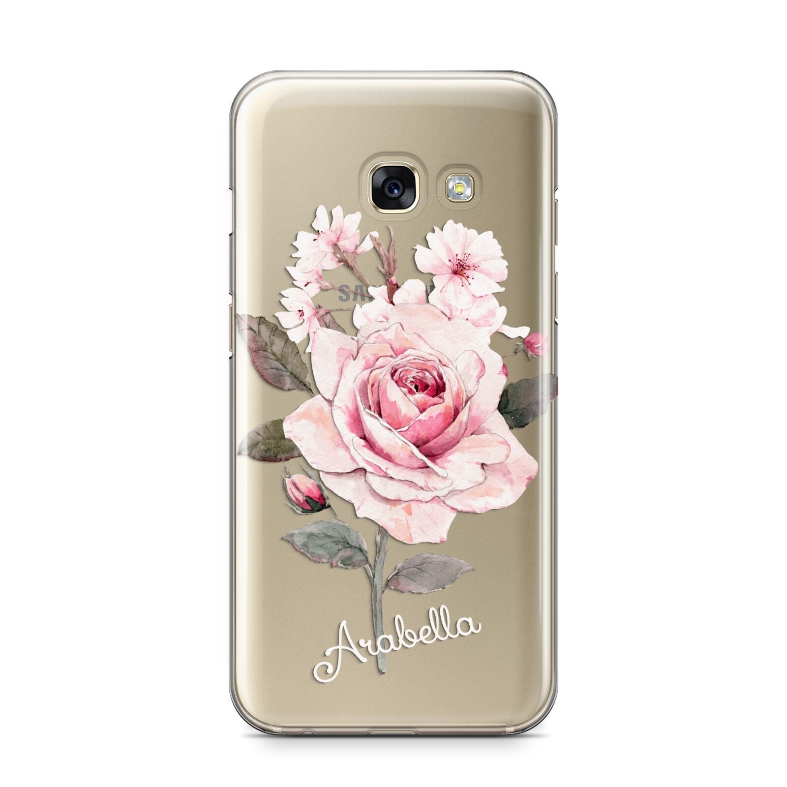 Personalised Rose with Name Samsung Galaxy A3 2017 Case on gold phone