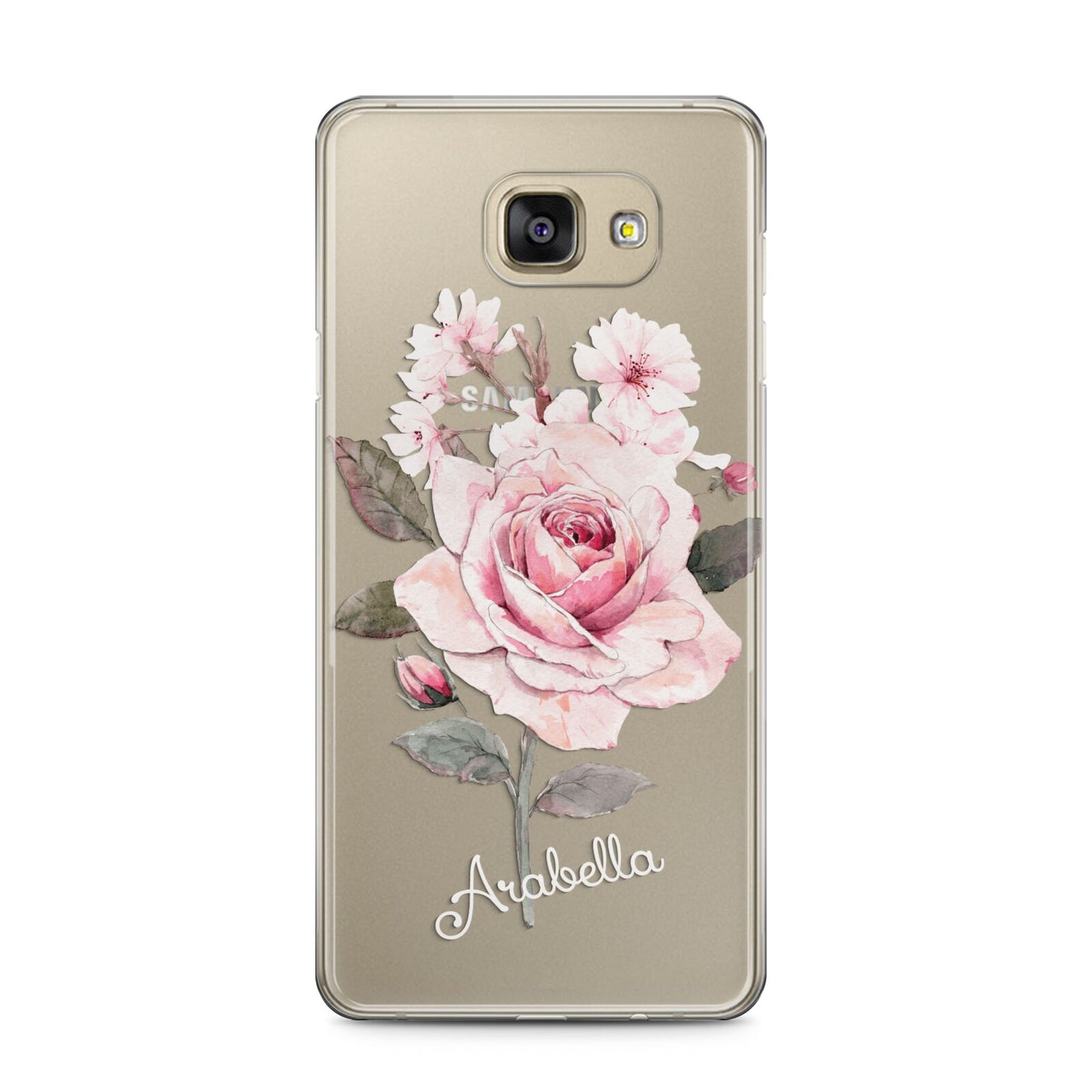 Personalised Rose with Name Samsung Galaxy A5 2016 Case on gold phone