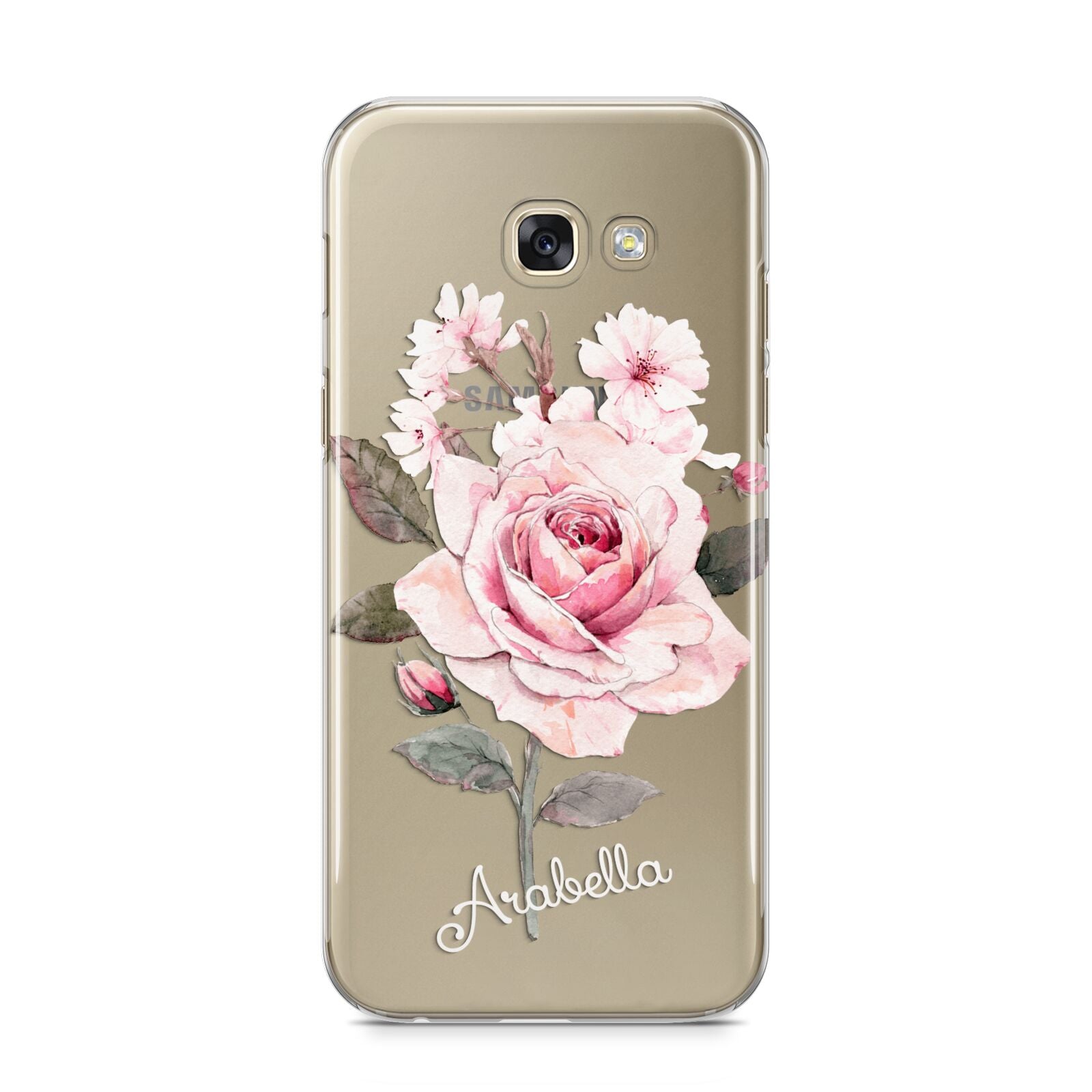 Personalised Rose with Name Samsung Galaxy A5 2017 Case on gold phone