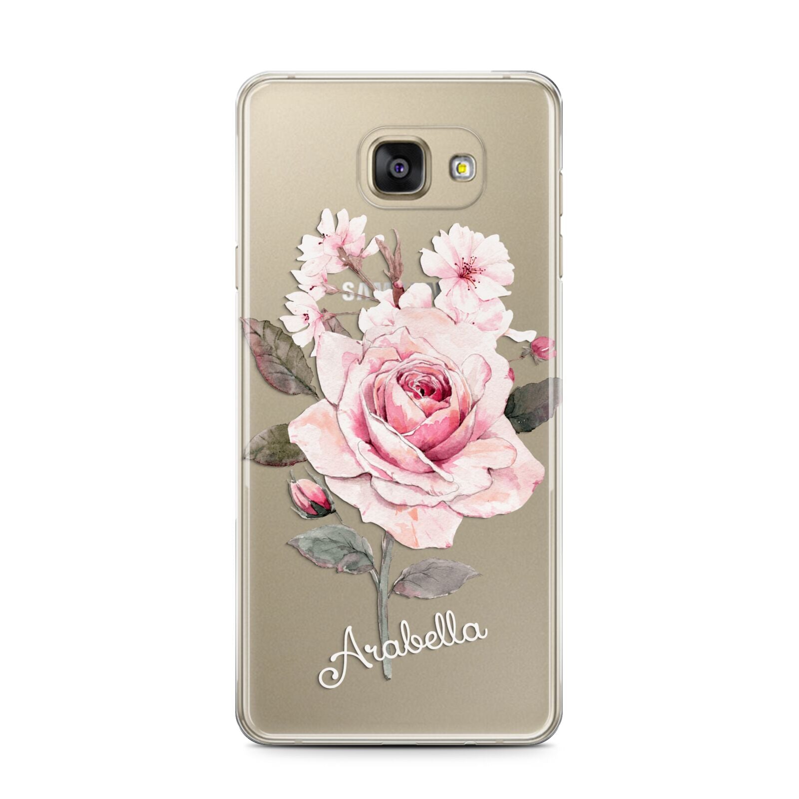 Personalised Rose with Name Samsung Galaxy A7 2016 Case on gold phone