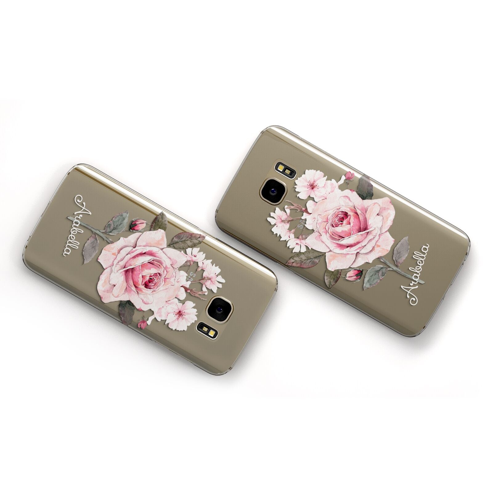 Personalised Rose with Name Samsung Galaxy Case Flat Overview