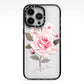 Personalised Rose with Name iPhone 13 Pro Black Impact Case on Silver phone