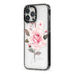 Personalised Rose with Name iPhone 13 Pro Max Black Impact Case Side Angle on Silver phone