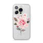 Personalised Rose with Name iPhone 14 Pro Clear Tough Case Silver