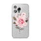 Personalised Rose with Name iPhone 14 Pro Max Glitter Tough Case Silver