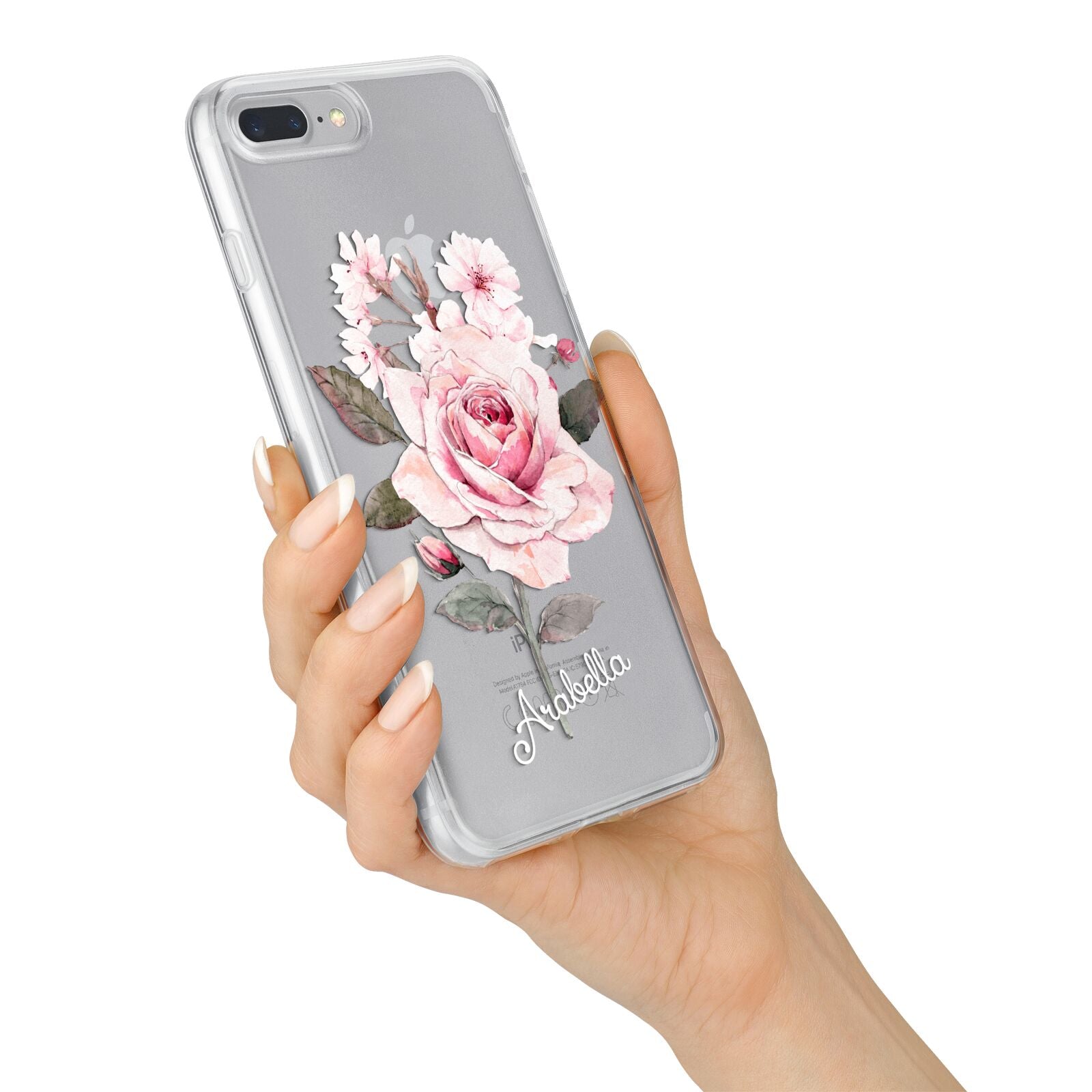 Personalised Rose with Name iPhone 7 Plus Bumper Case on Silver iPhone Alternative Image