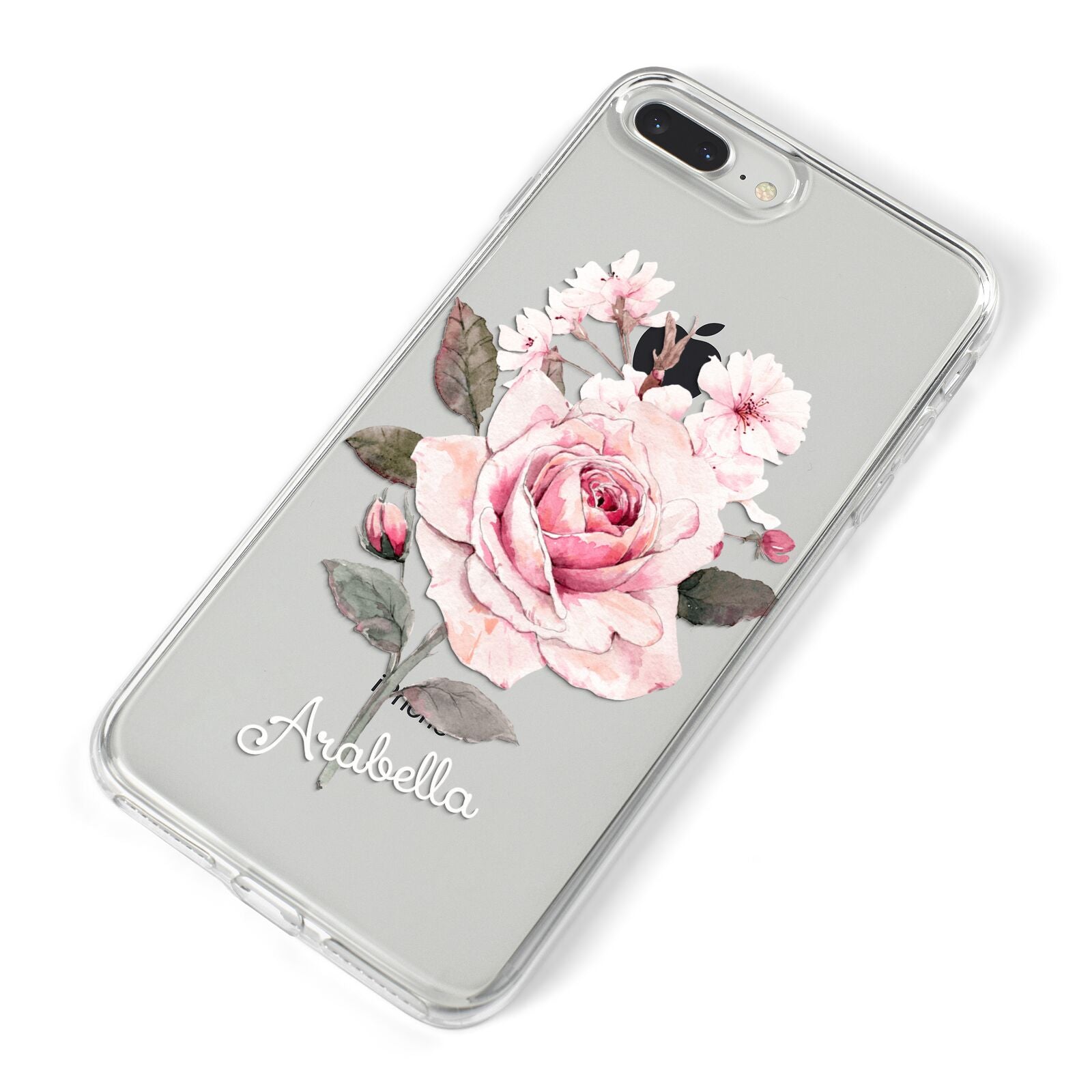 Personalised Rose with Name iPhone 8 Plus Bumper Case on Silver iPhone Alternative Image