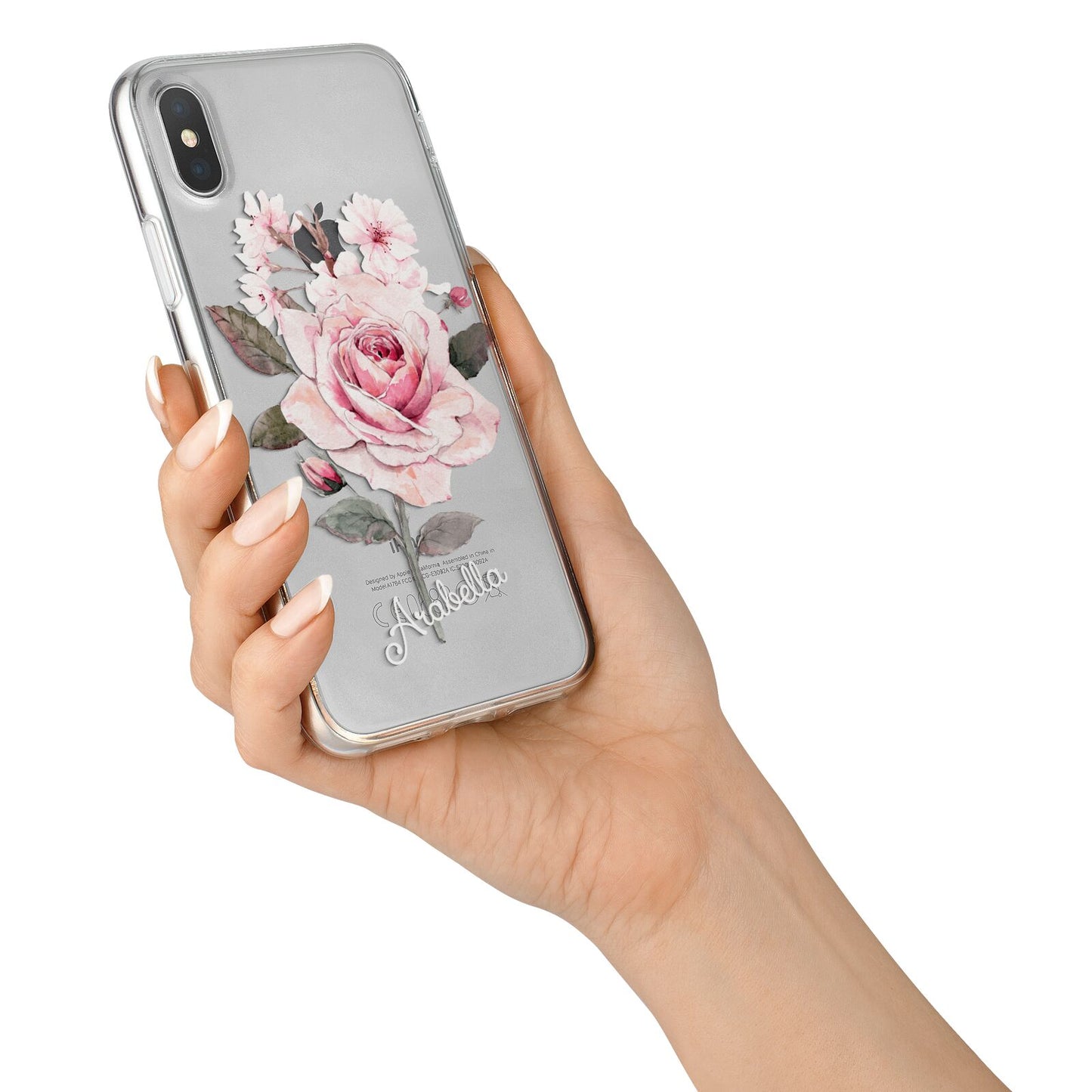 Personalised Rose with Name iPhone X Bumper Case on Silver iPhone Alternative Image 2