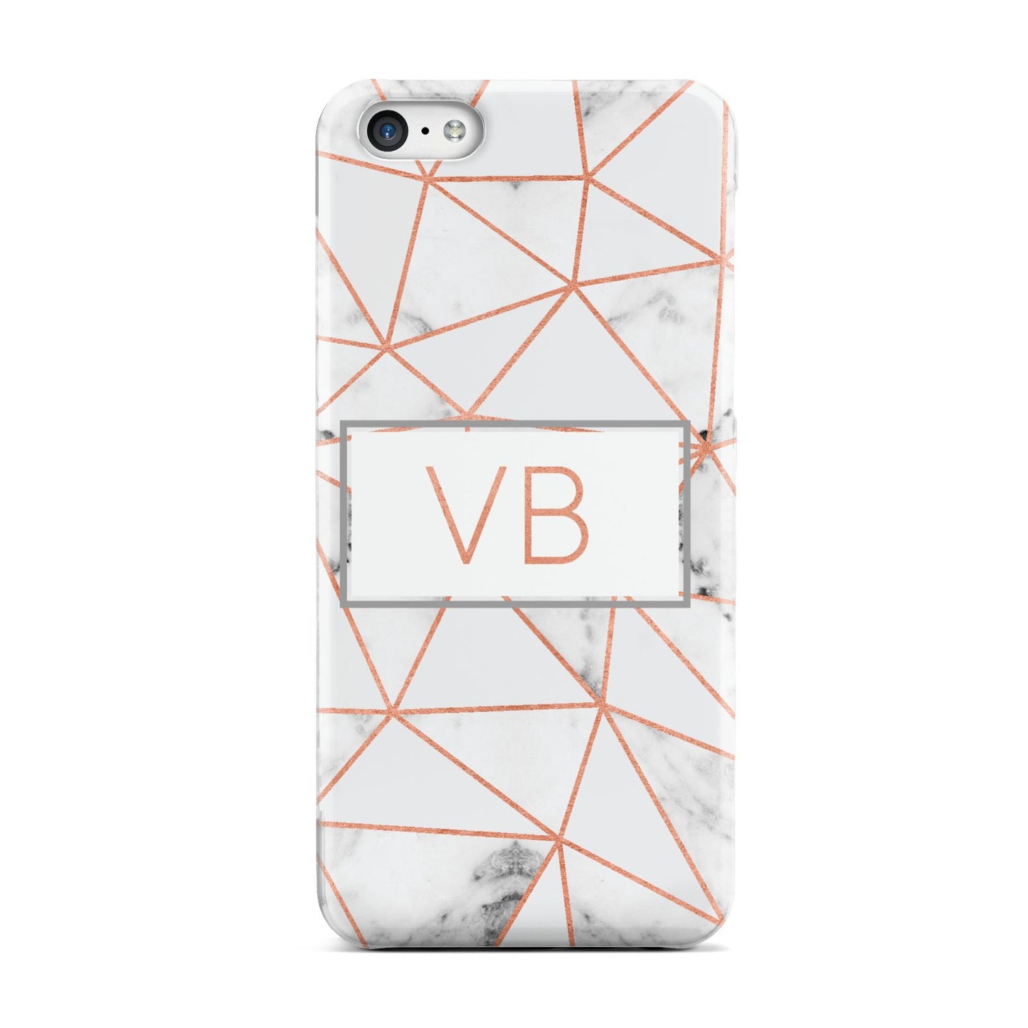 Personalised Rosegold Marble Initials Apple iPhone 5c Case