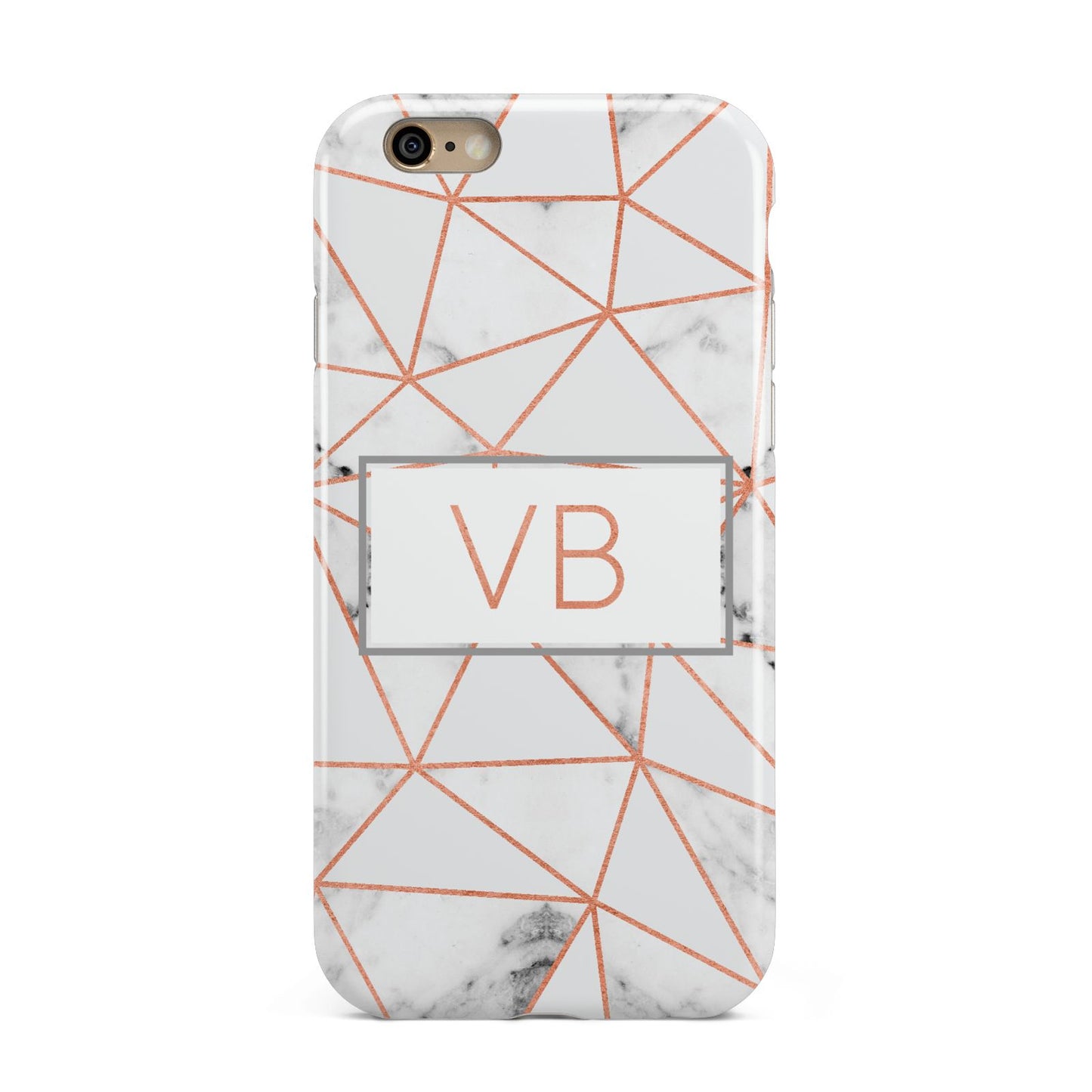 Personalised Rosegold Marble Initials Apple iPhone 6 3D Tough Case