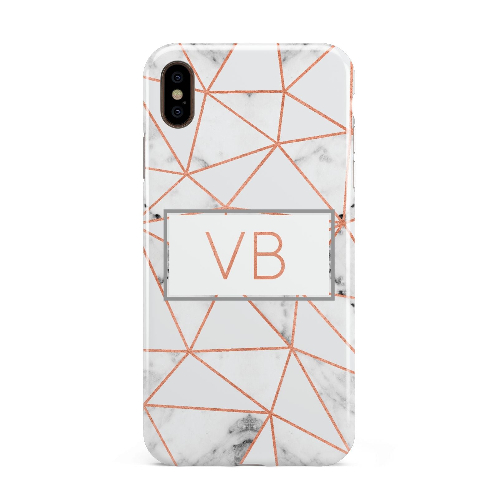 Personalised Rosegold Marble Initials Apple iPhone Xs Max 3D Tough Case