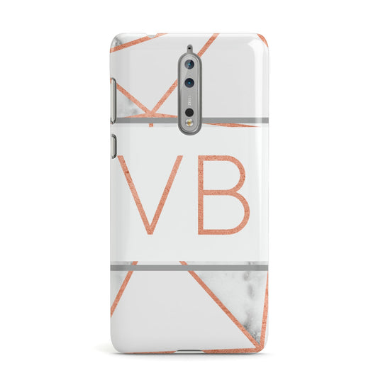 Personalised Rosegold Marble Initials Nokia Case