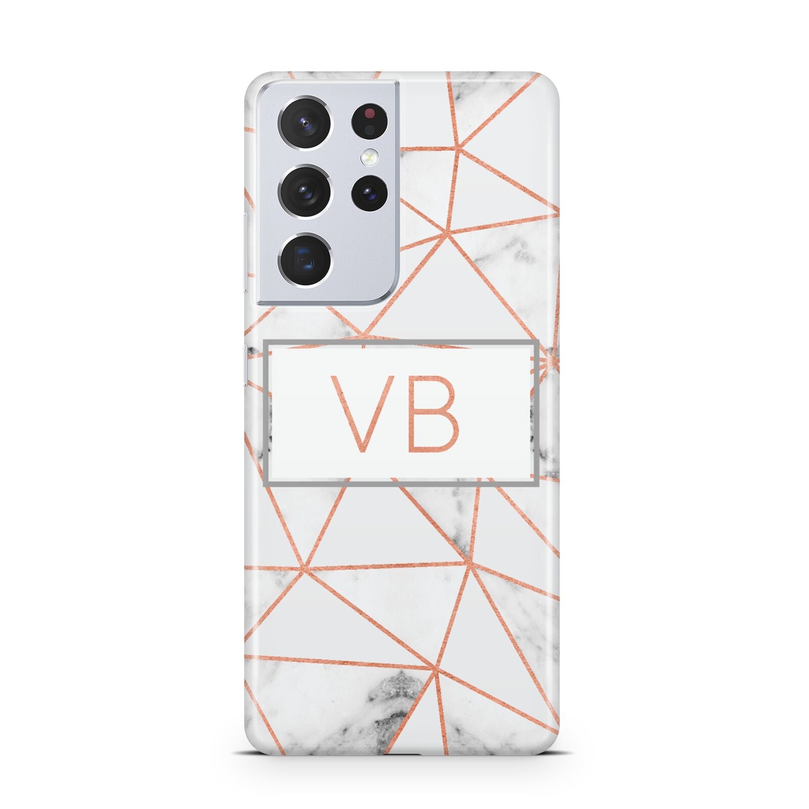 Personalised Rosegold Marble Initials Samsung S21 Ultra Case