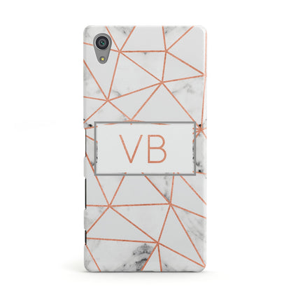 Personalised Rosegold Marble Initials Sony Xperia Case