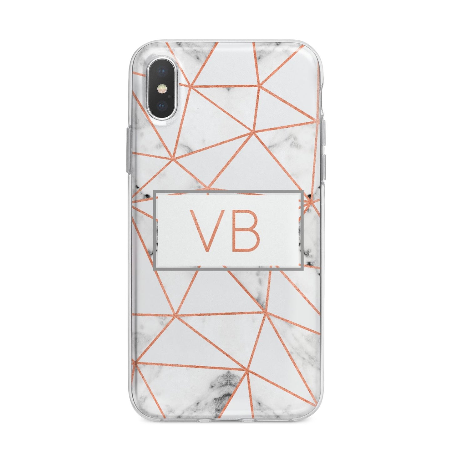 Personalised Rosegold Marble Initials iPhone X Bumper Case on Silver iPhone Alternative Image 1