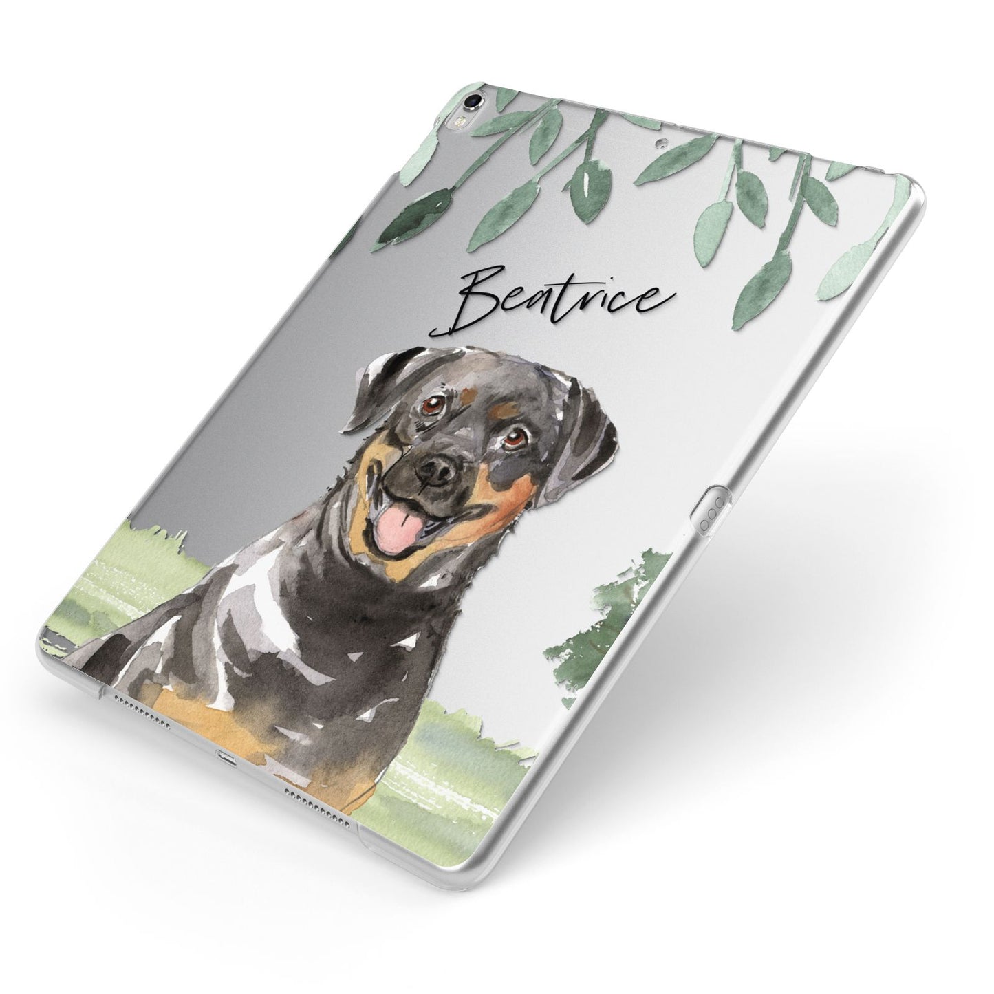 Personalised Rottweiler Apple iPad Case on Silver iPad Side View