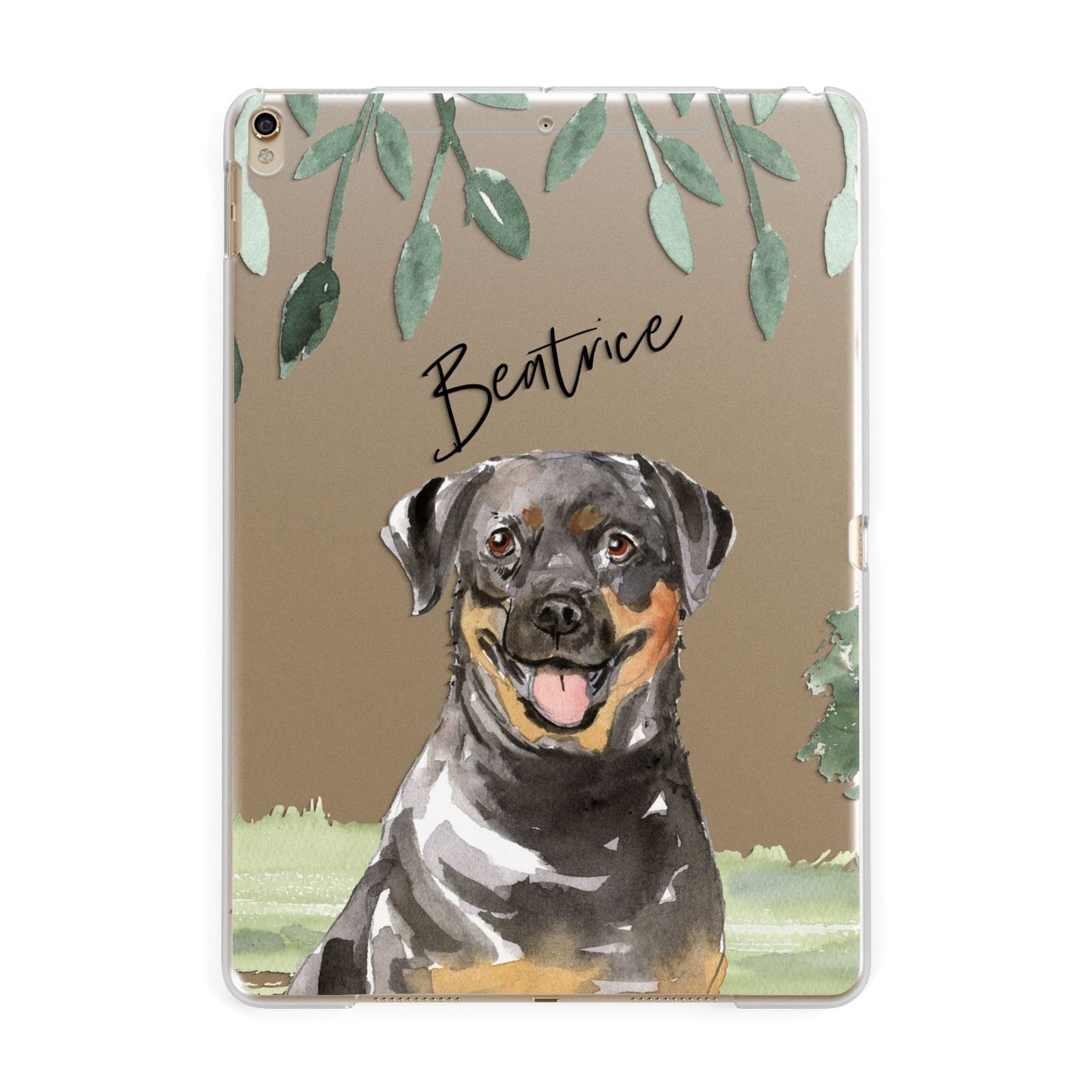 Personalised Rottweiler Apple iPad Gold Case