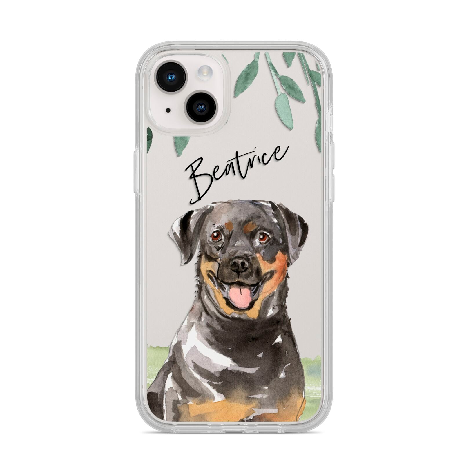 Personalised Rottweiler iPhone 14 Plus Clear Tough Case Starlight