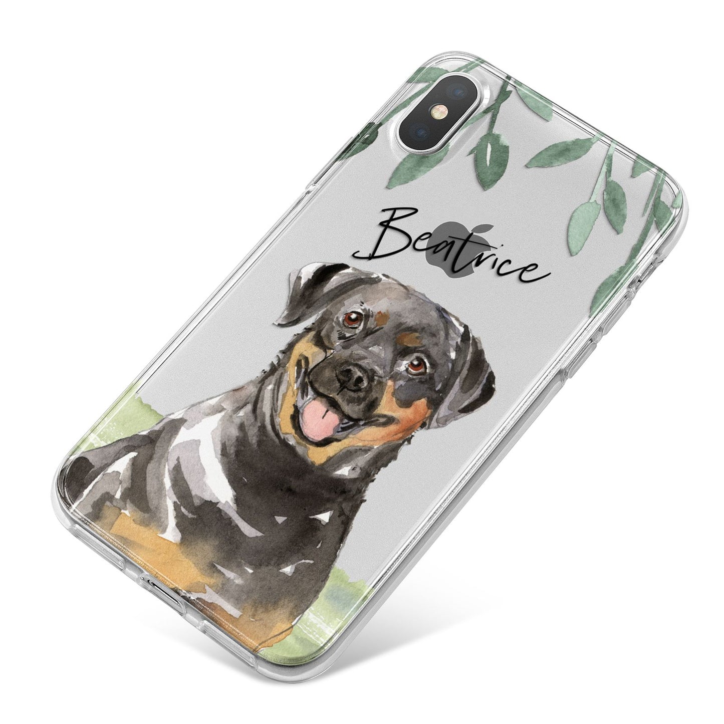 Personalised Rottweiler iPhone X Bumper Case on Silver iPhone