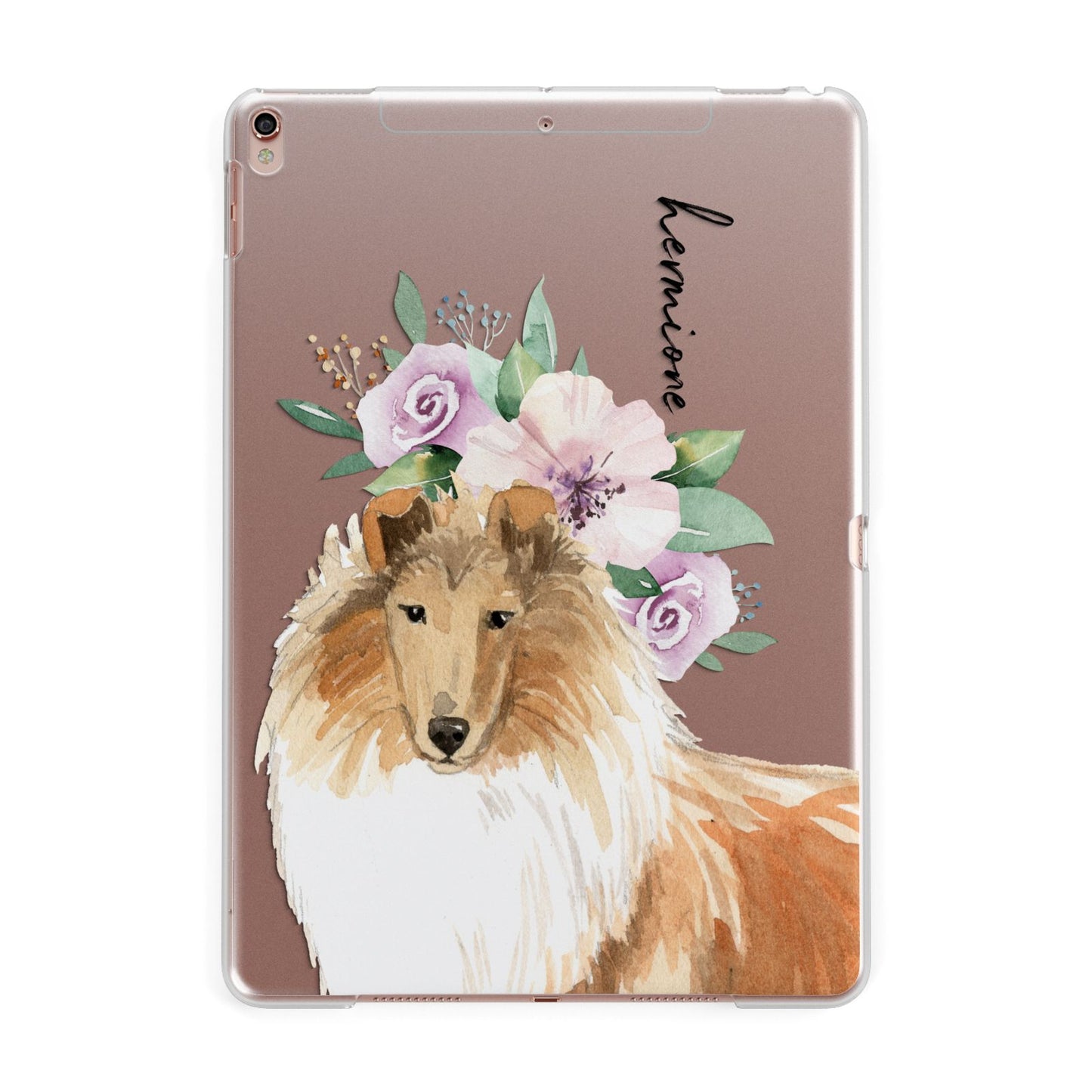 Personalised Rough Collie Apple iPad Rose Gold Case