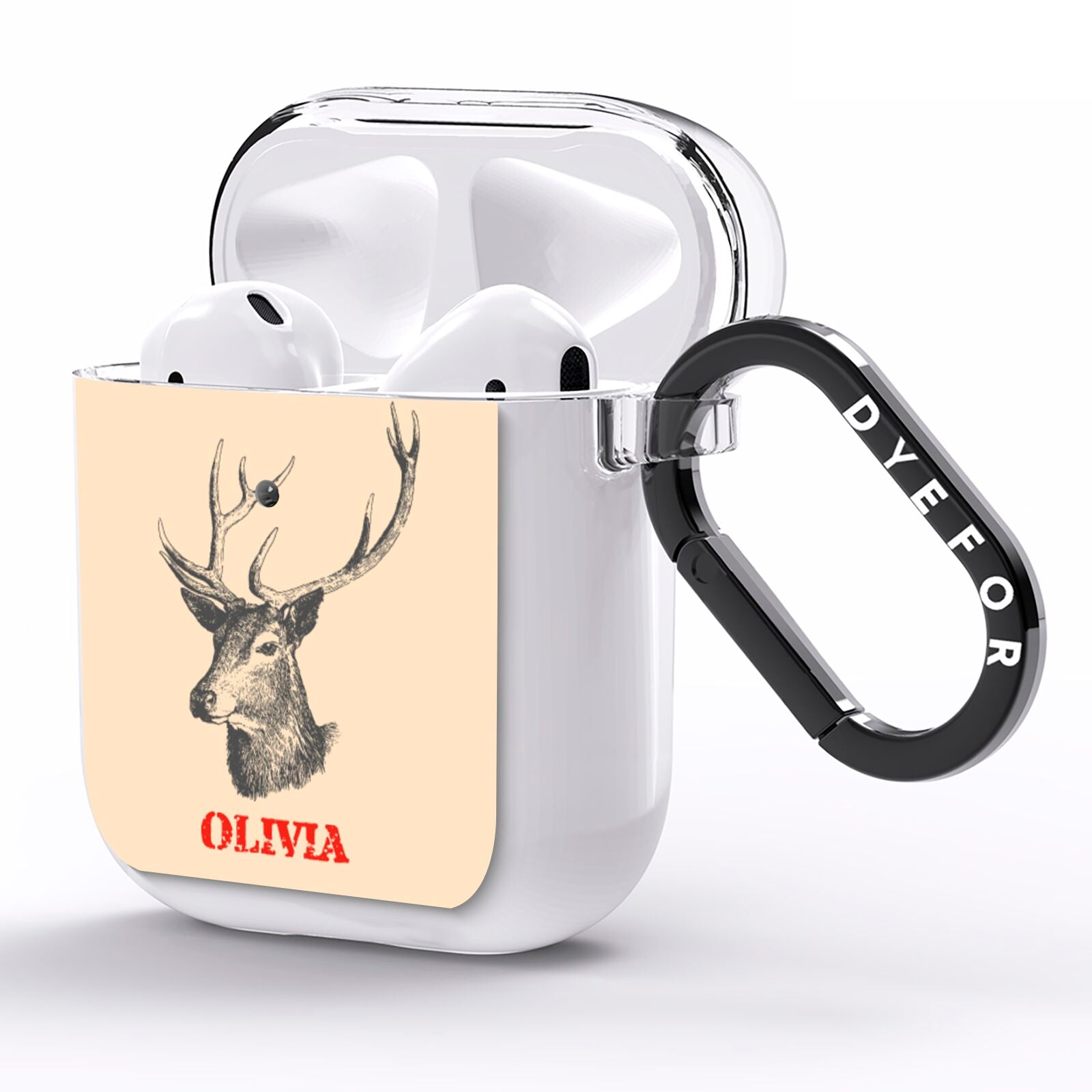 Personalised Rudolph AirPods Clear Case Side Image