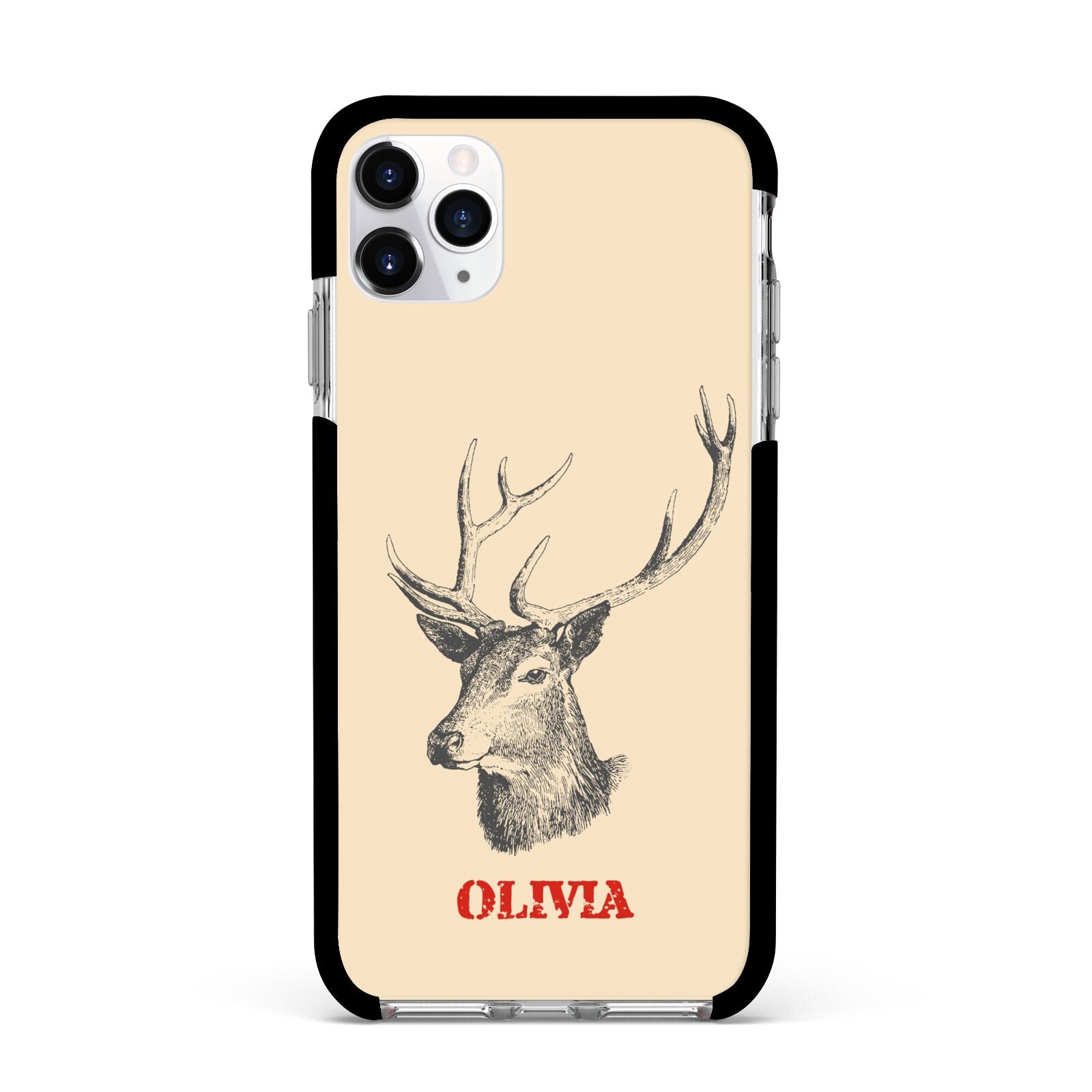 Personalised Rudolph Apple iPhone 11 Pro Max in Silver with Black Impact Case