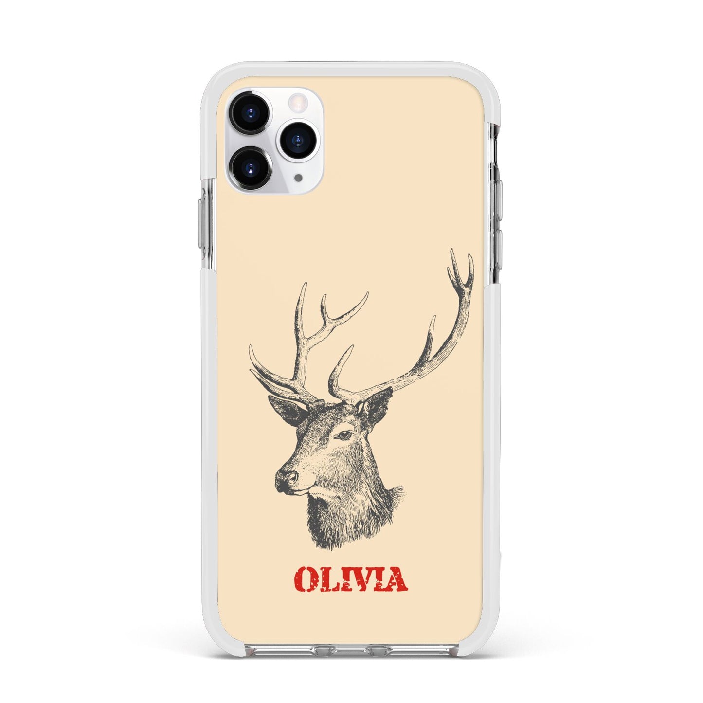 Personalised Rudolph Apple iPhone 11 Pro Max in Silver with White Impact Case