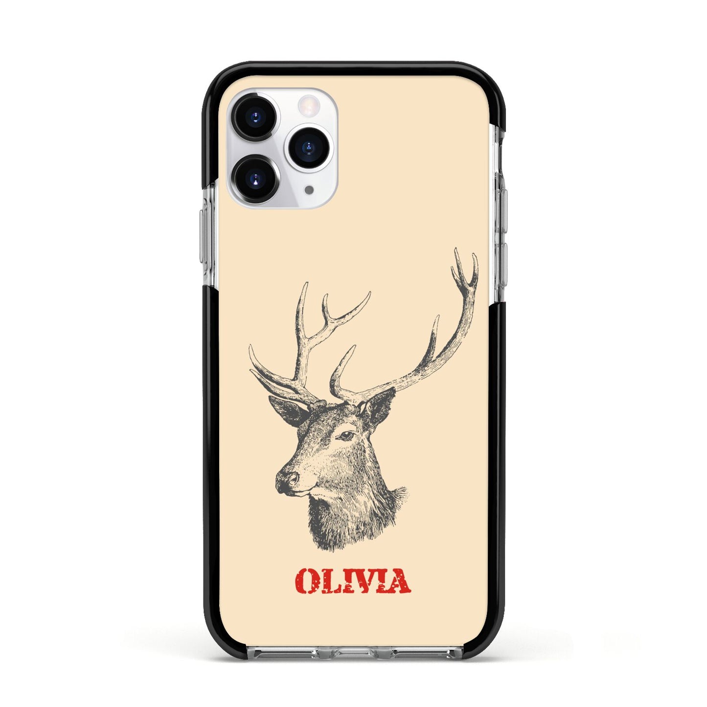 Personalised Rudolph Apple iPhone 11 Pro in Silver with Black Impact Case