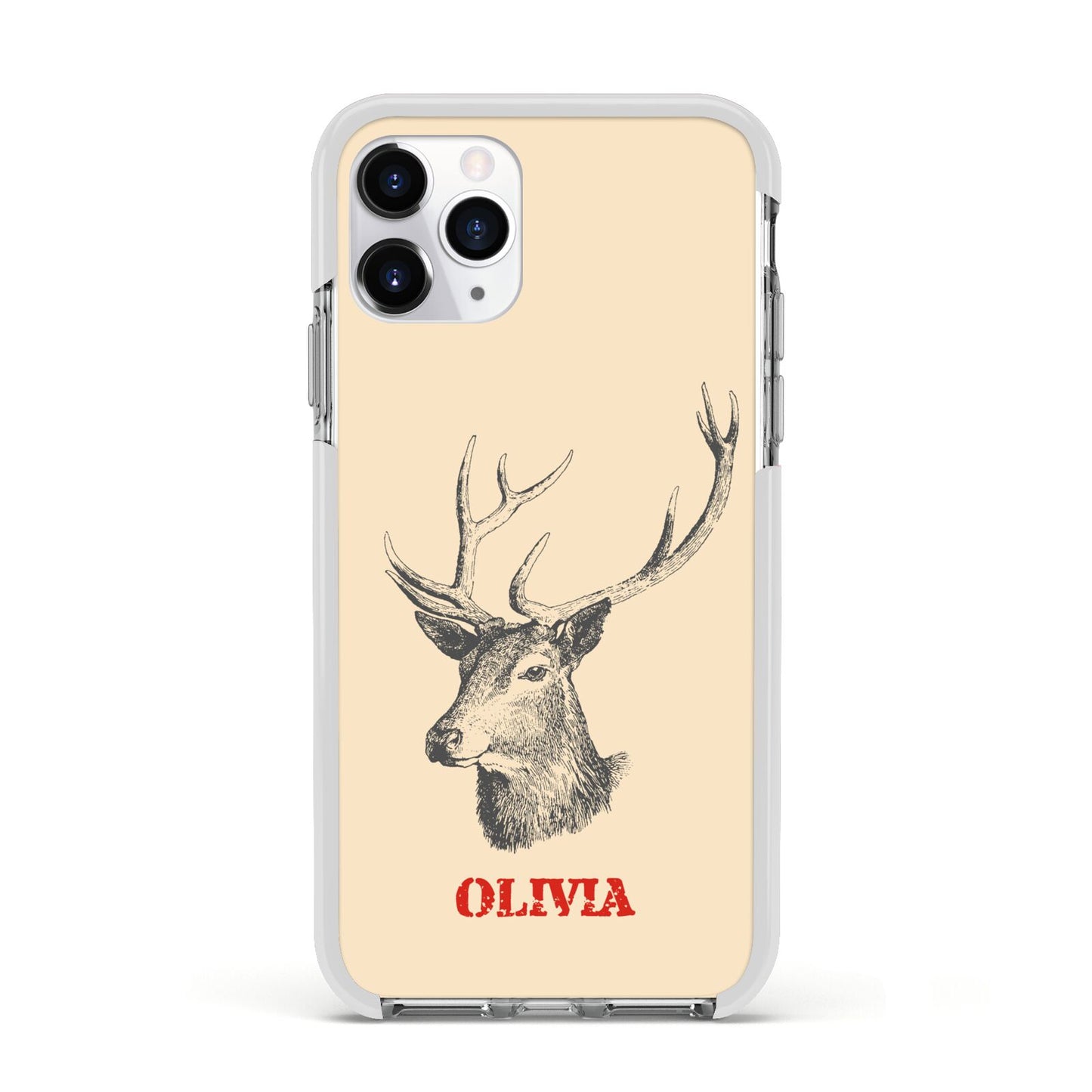 Personalised Rudolph Apple iPhone 11 Pro in Silver with White Impact Case