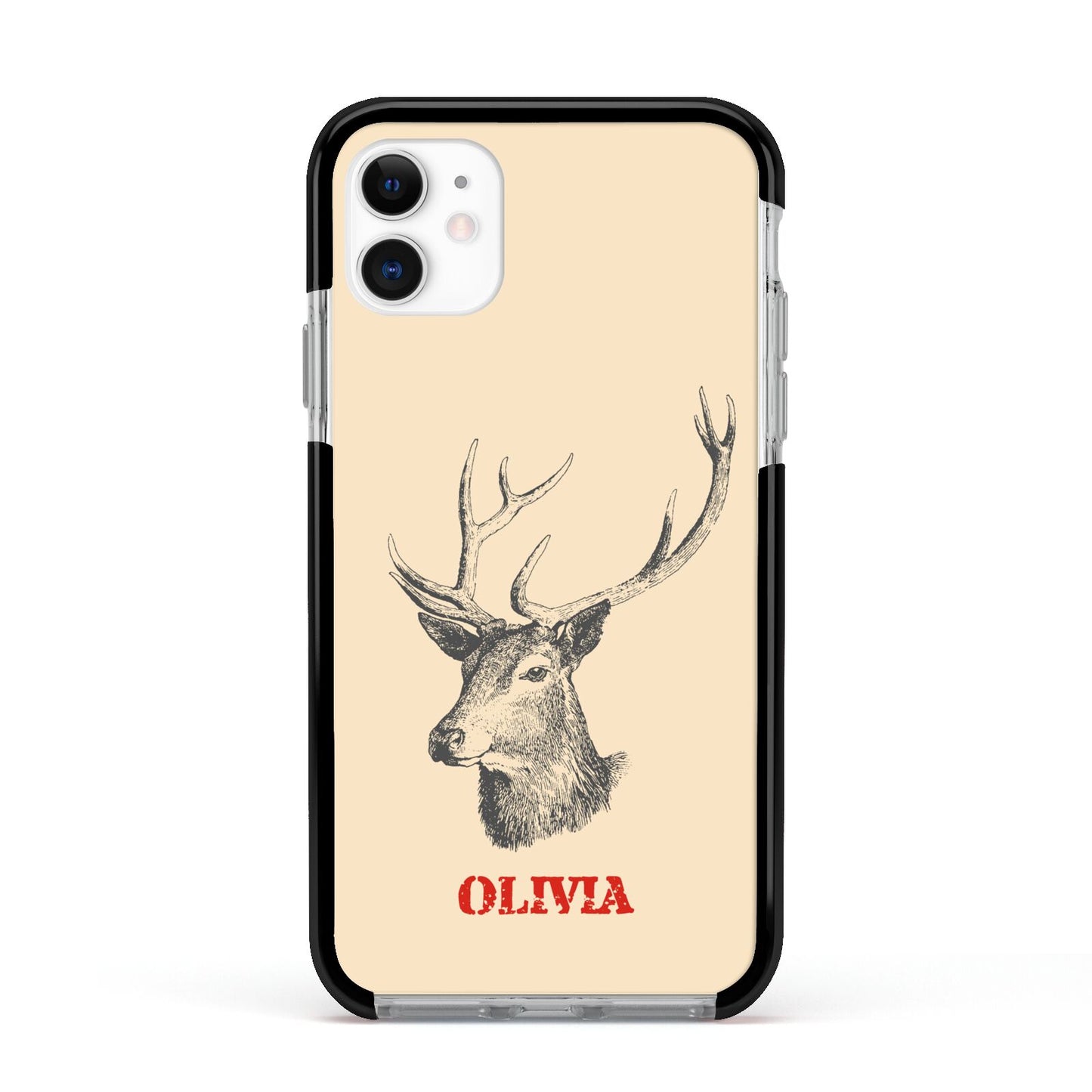 Personalised Rudolph Apple iPhone 11 in White with Black Impact Case