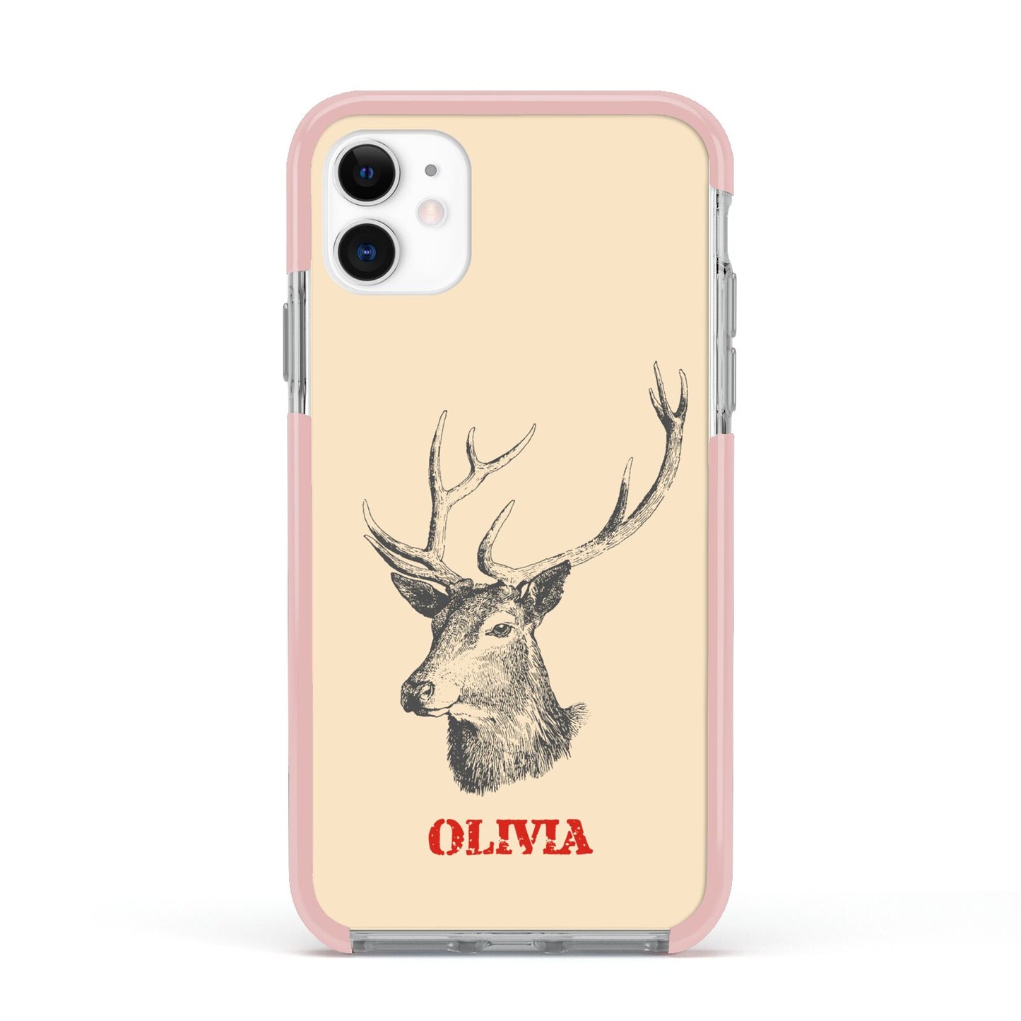 Personalised Rudolph Apple iPhone 11 in White with Pink Impact Case