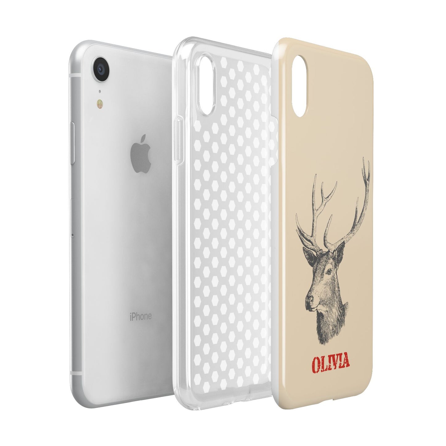 Personalised Rudolph Apple iPhone XR White 3D Tough Case Expanded view