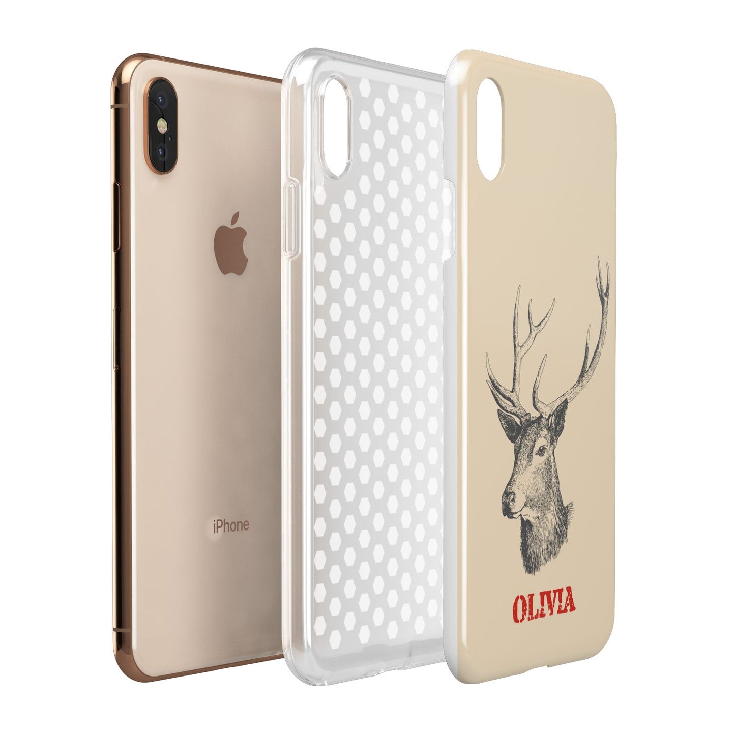 Personalised Rudolph Apple iPhone Xs Max 3D Tough Case Expanded View