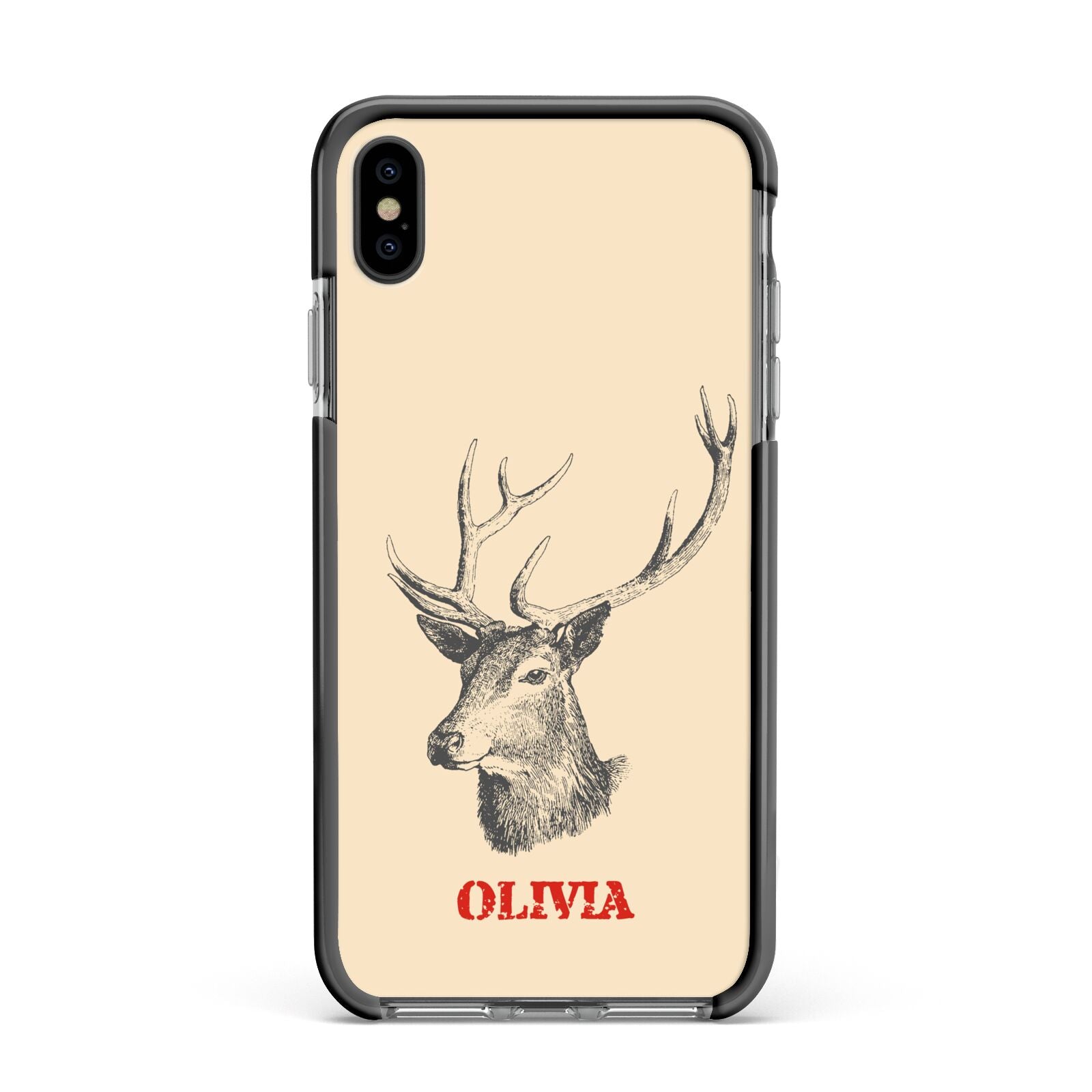 Personalised Rudolph Apple iPhone Xs Max Impact Case Black Edge on Black Phone