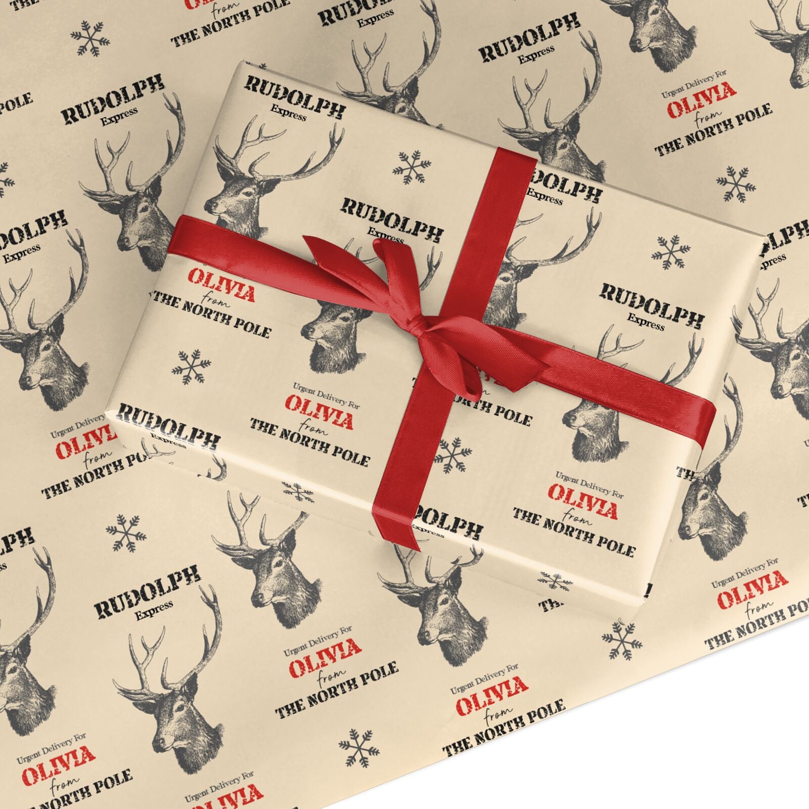 Personalised Rudolph Custom Custom Wrapping Paper