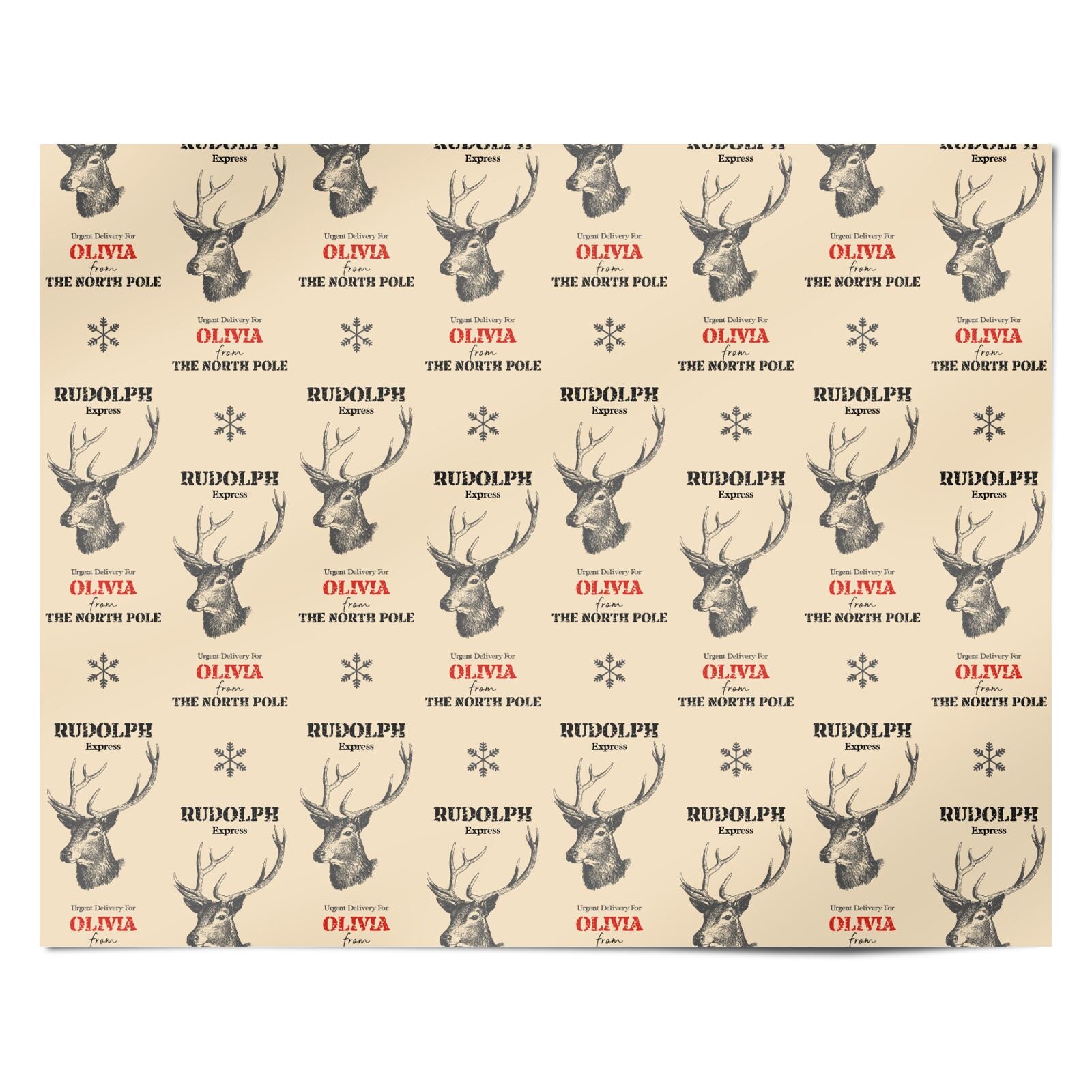 Personalised Rudolph Custom Personalised Wrapping Paper Alternative