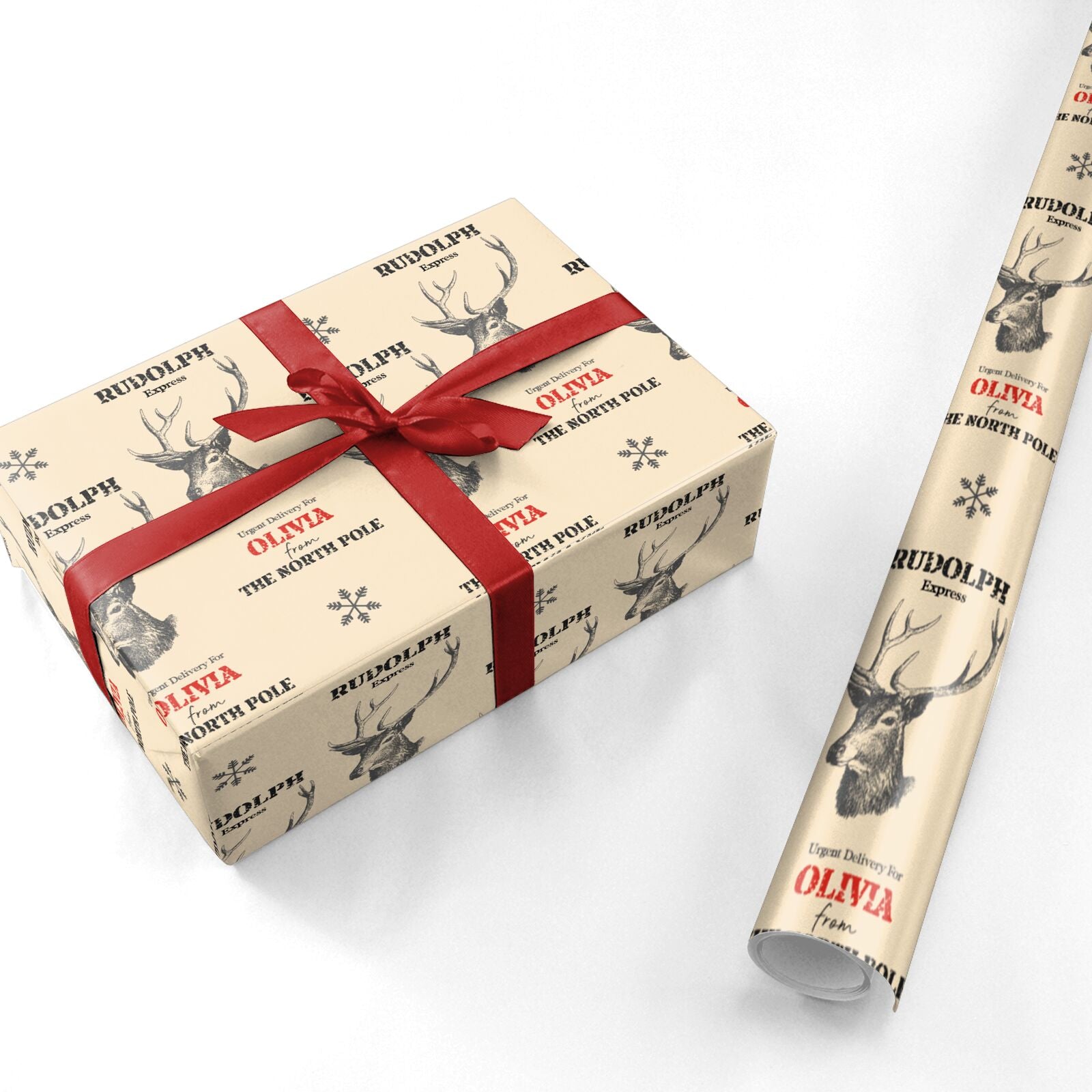 Personalised Rudolph Custom Personalised Wrapping Paper