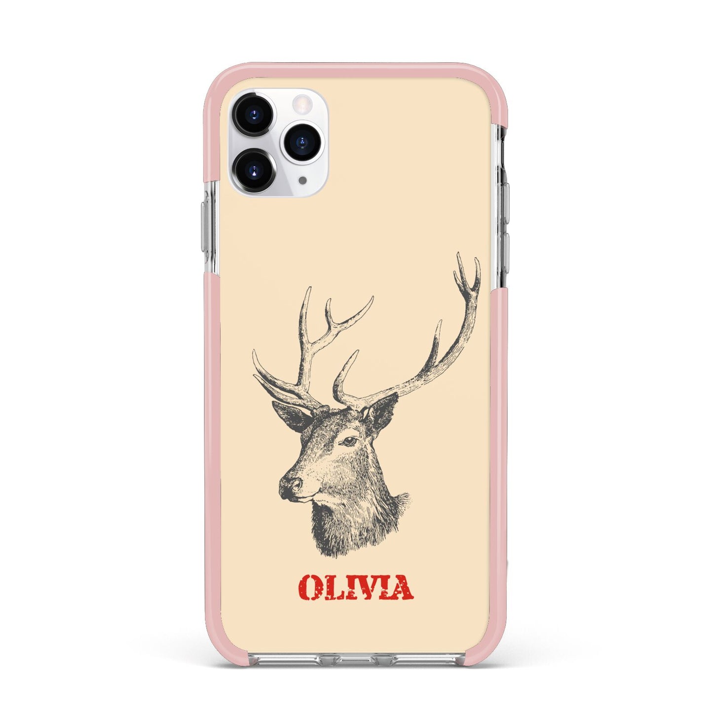 Personalised Rudolph iPhone 11 Pro Max Impact Pink Edge Case