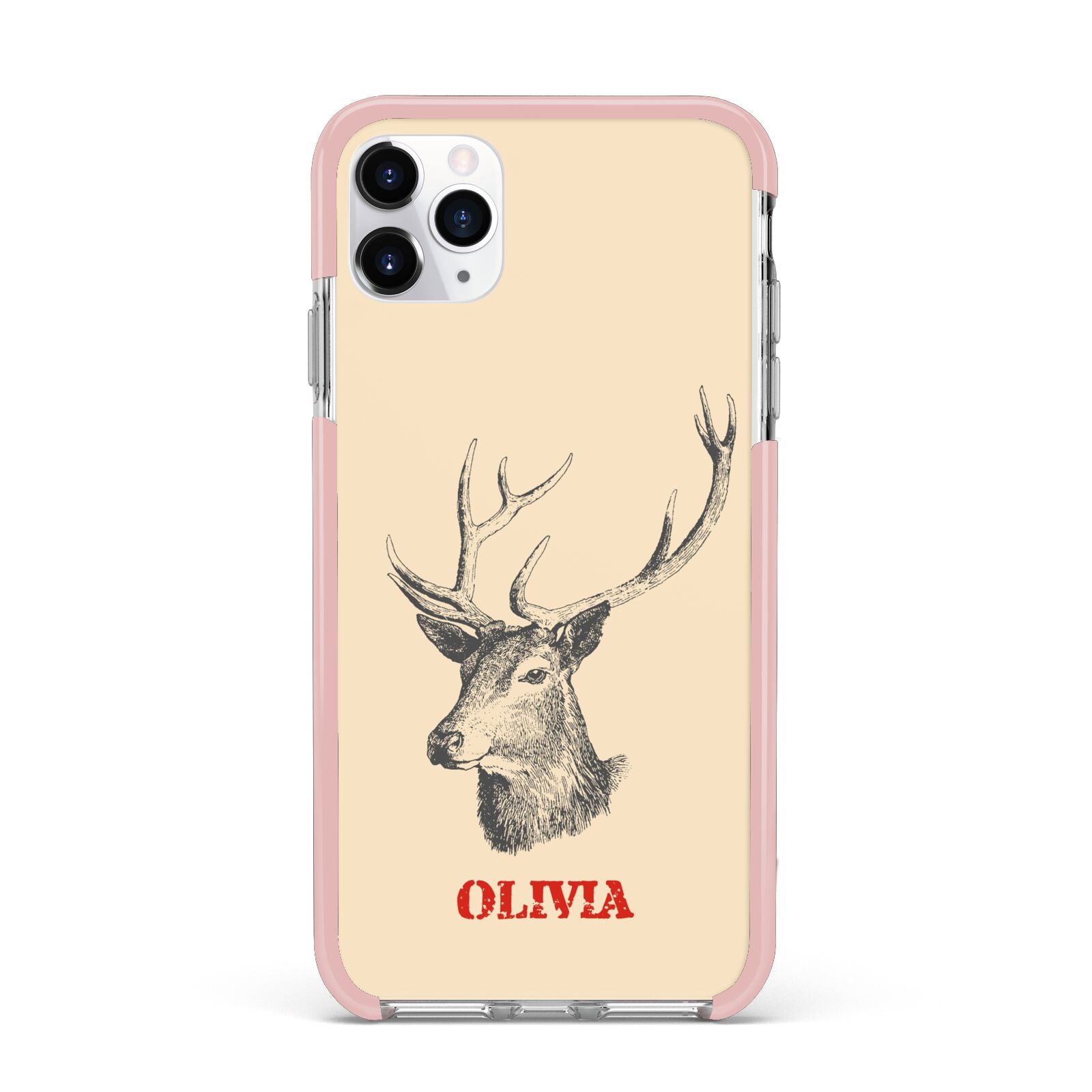 Personalised Rudolph iPhone 11 Pro Max Impact Pink Edge Case